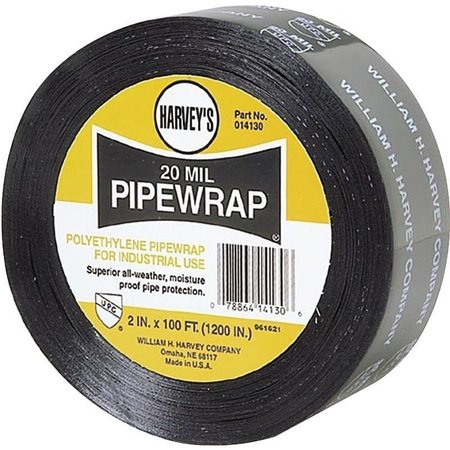 HARVEY 0 Pipe Wrap, 100 ft L, 2 in W, 20 mil Thick, Black 14130